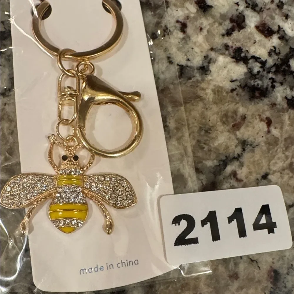 2114‎ Rhinestone, Bee Key Ring & Bag Charm